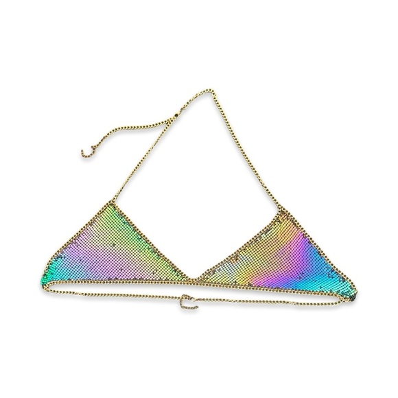 Rainbow Chainmail Bikini Top - Picture 1 of 5